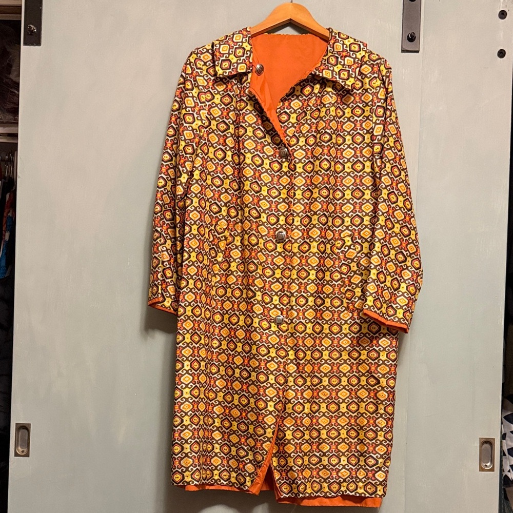Vintage Retro Geometric Women's Trench Coat